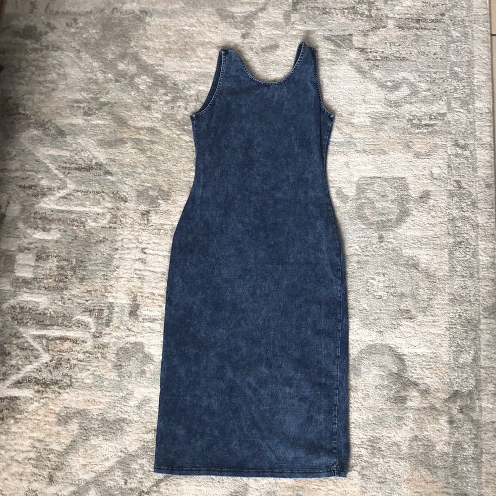 Blue Stonewashed knee length Dress